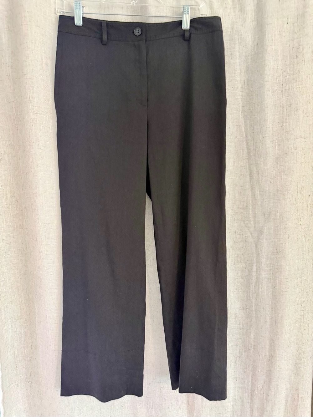 Theory Black Wide-Leg Linen Cropped Pants-Size 4